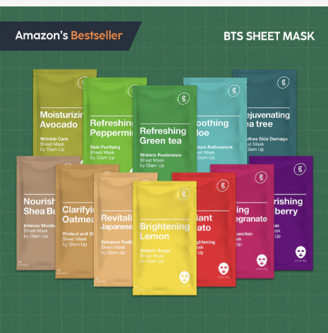 GLAM UP BTS Facial Sheet Mask (12 Combo)